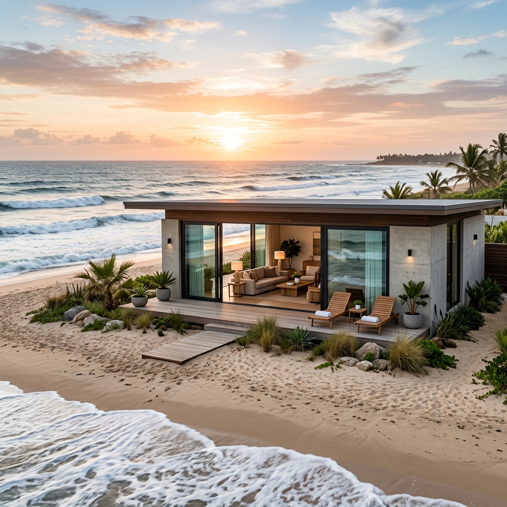 A coastal retreat step-lengths from the shoreline